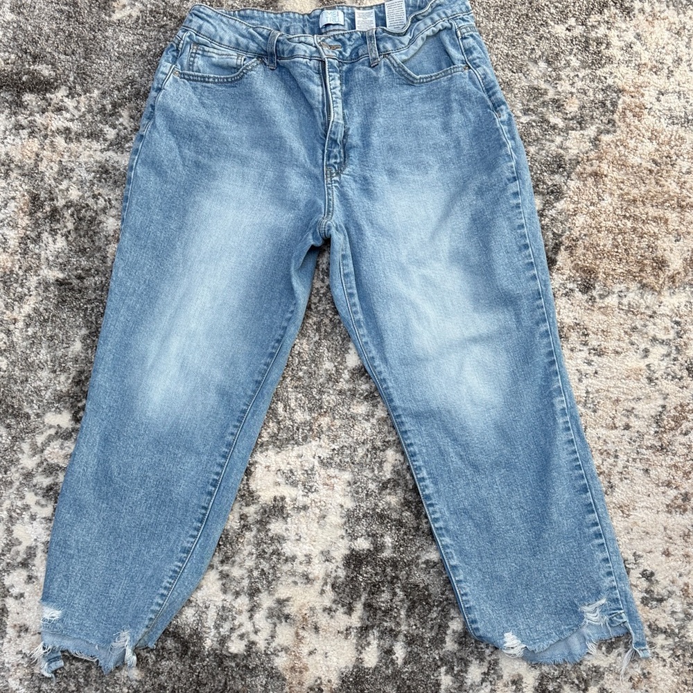 Time and Tru Light Blue Boyfriend Jeans with Distressed Hem